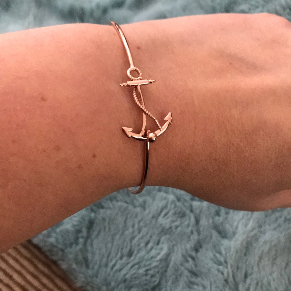 Rose gold tone anchor bracelet